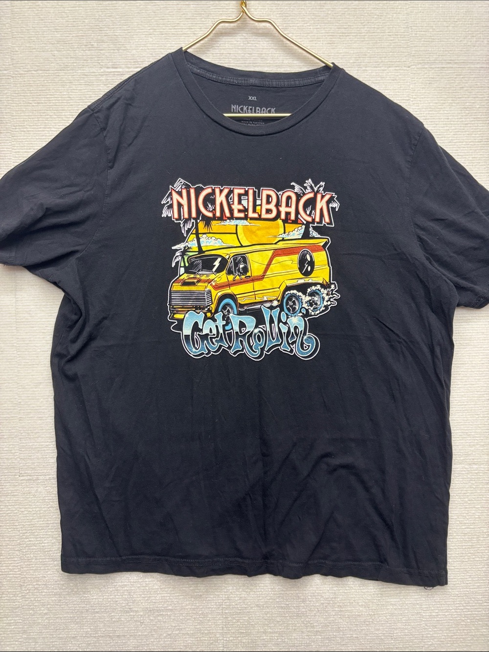 Nickelback | XXL Black Graphic Tee with Yellow Van Design